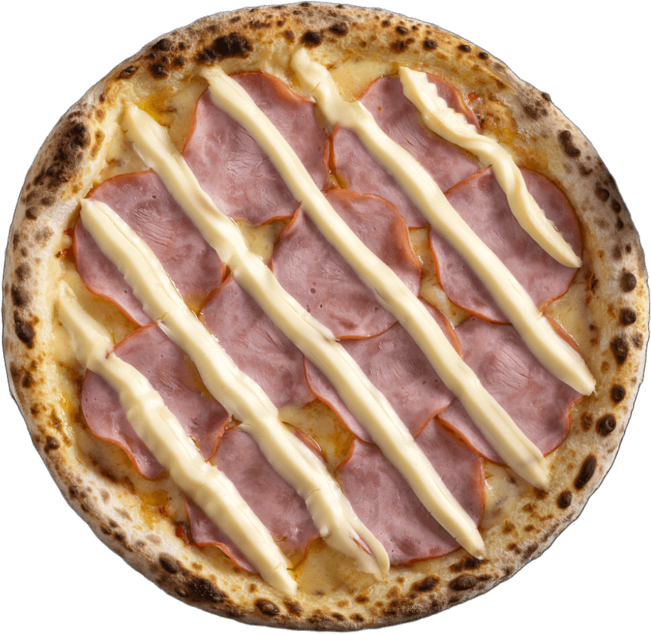 Pizza lombinho com massa de fermentação lenta de 48 horas, molho artesanal, queijo derretido, lombo suculento e requeijão cremoso.